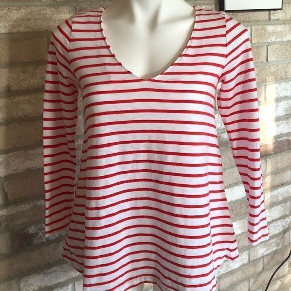 Joules red & white striped v neck - Picture 5 of 6